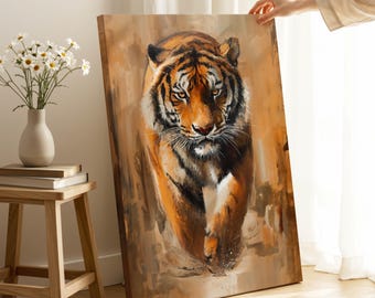 Majestic Tiger Canvas Wall Art: stampa ispirata alla natura, pronta da appendere