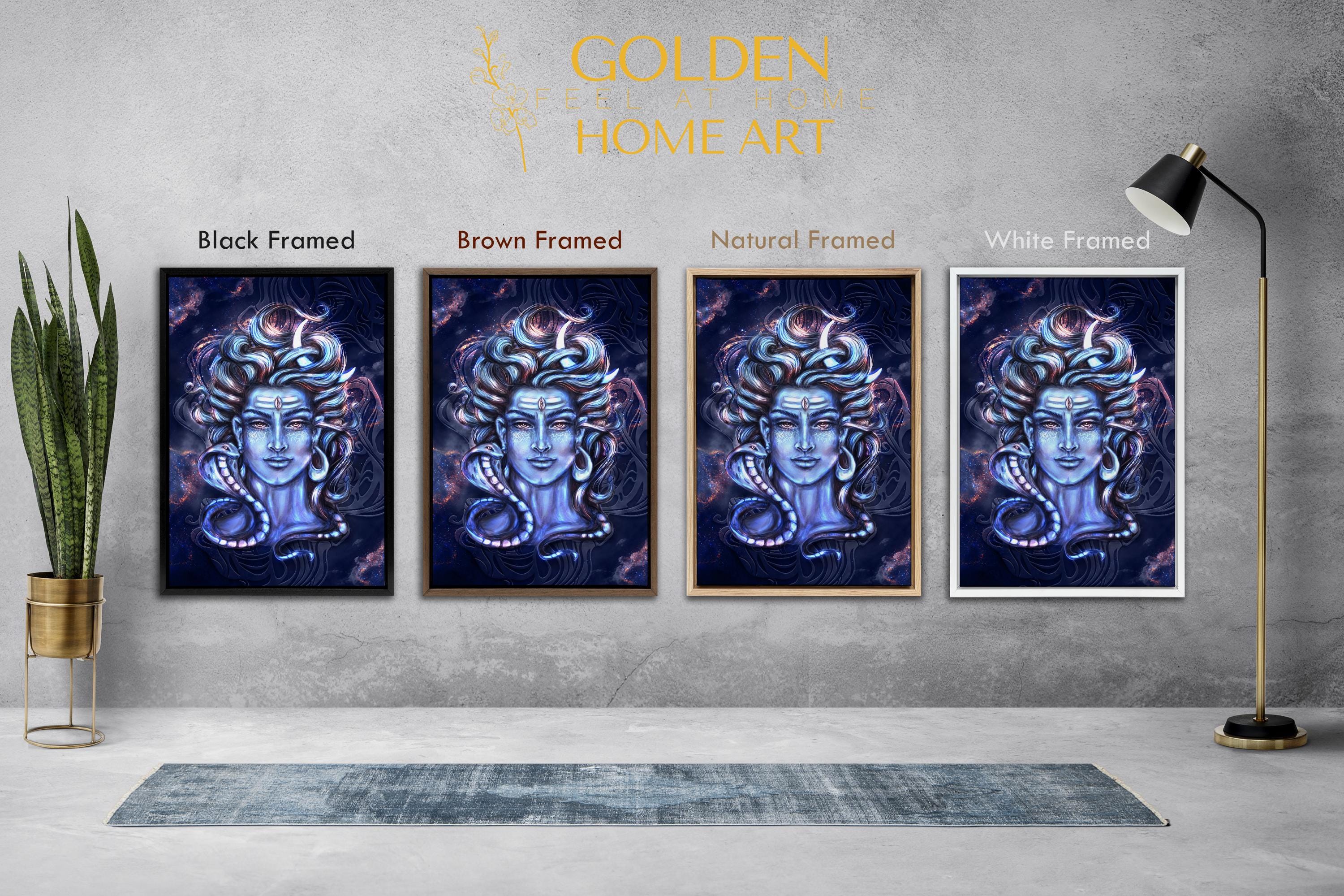 シヴァ神キャンバスアート：ヒンドゥー教プリント、すぐに掛けられる