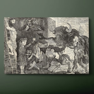 Minotauromachy by Picasso Canvas Wall Art, Pablo Picasso Canvas Print, Famous Canvas Painting, Ready to Hang
