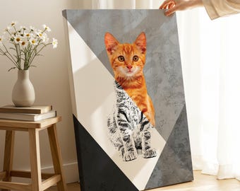 Orange Tabby Cat Canvas Wall Art: Modern Kitten Print, Ready to Hang