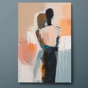 Abstrakte Paar Umarmung Leinwand Wandkunst, moderne Liebe Malerei Leinwanddruck, zeitgenössische Romantik Leinwand Wanddekor, fertig zum Aufhängen