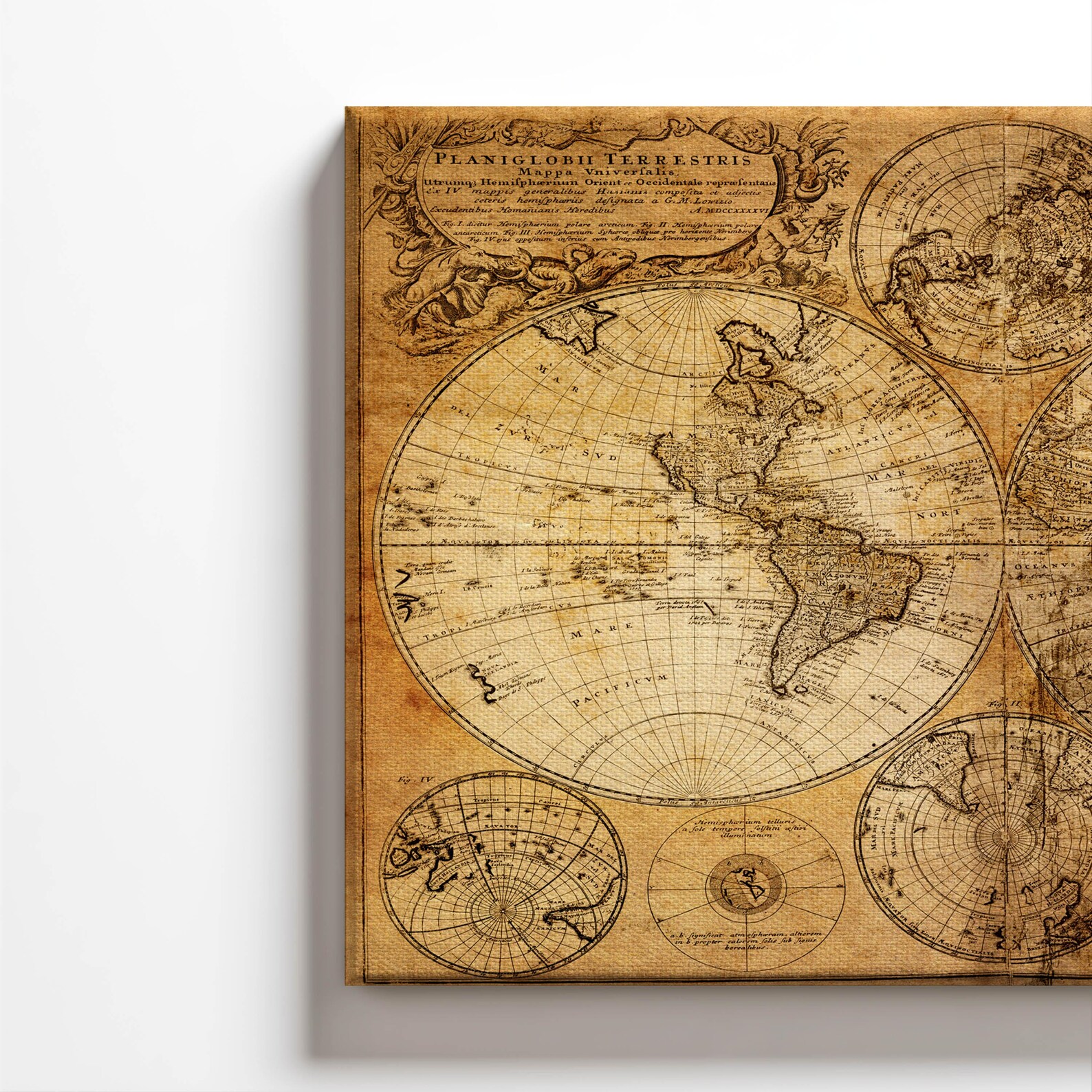 Vintage World Map Canvas Print: Ready to Hang Geographic Wall Art - Etsy