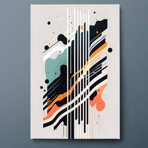 Modern Abstract Lines Canvas Wall Art, Geometric Stripes Canvas Print, Colorful Minimalist Canvas Wall Decor, Ready to Hang