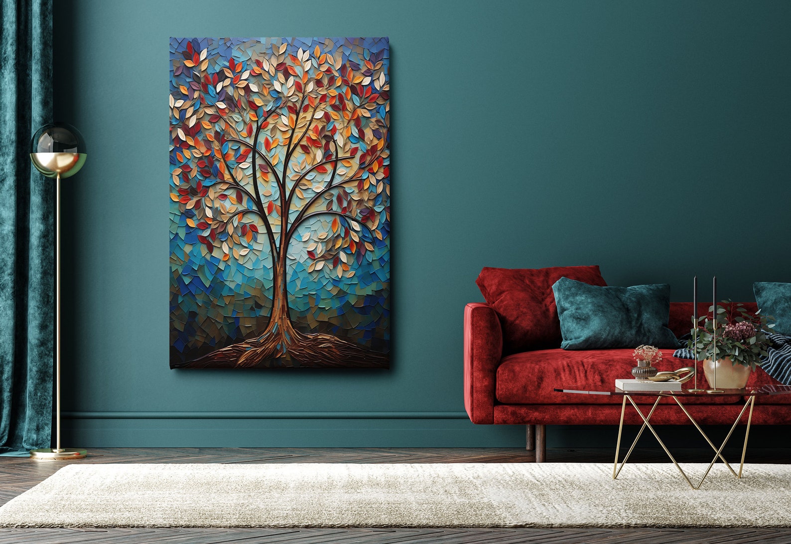 Colorful Tree of Life Canvas Wall Art, Life of Tree Canvas Print
