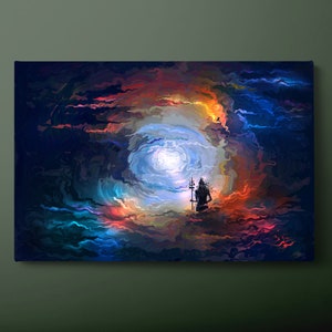 Lord Shiva Canvas Wall Art, Shiva Hinduism Canvas Print, Hindu God Canvas Painting, Ready to Hang