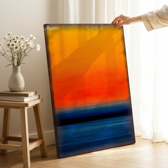 Mark Rothko Style Canvas Art: Blue Orange Abstract Print, Ready to