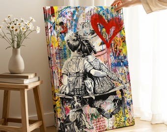 Banksy Love Graffiti Canvas Print: Ready to Hang Street Art