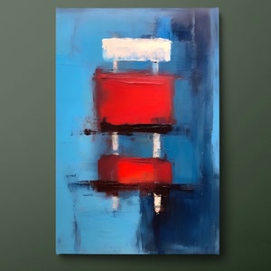 Blue Red Mark Rothko Canvas Wall Art, Colorful Abstract Canvas Print, Modern Reproduction Canvas Painting, Ready to Hang