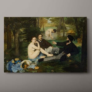 Luncheon on the Grass Canvas Wall Art, Impressionist Picnic Scene Canvas Print, Classic Outdoor Canvas Wall Decor, Ready to Hang