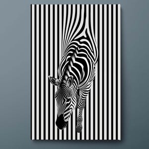 Modern Zebra Canvas Wall Art, Black and White Animal Canvas Print, Contemporary Wildlife Canvas Wall Decor, Ready to Hang