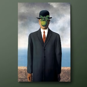 The Son of Man Canvas Wall Art, René Magritte Canvas Print, Man and Apple Famous Canvas Painting, Ready to Hang