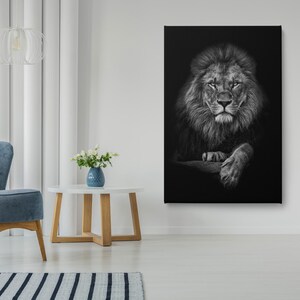 Majestic Lion Canvas Art, Black Background Animal Wall Art Prints, Wildlife Office & Home Decor image 6
