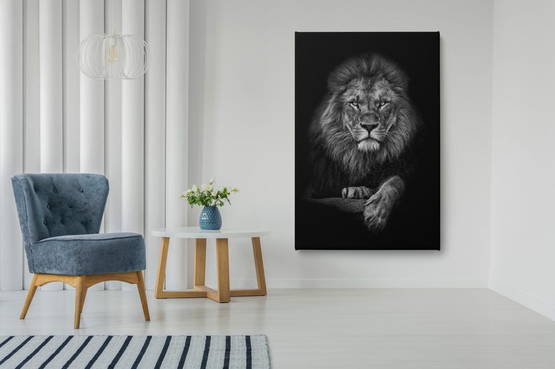 Majestic Lion Canvas Art, Black Background Animal Wall Art Prints, Wildlife Office & Home Decor image 6