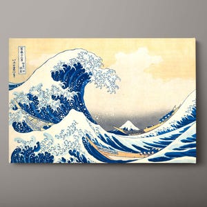 The Great Wave Canvas Wall Art, Japanese Ukiyo-e Canvas Print, Ocean Landscape Canvas Wall Decor, Ready to Hang