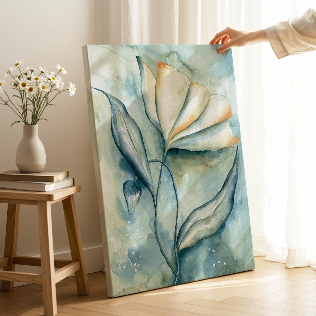 Blue Watercolor Flower Canvas Print: Floral Wall Art - Etsy