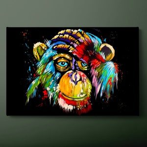 Affe Leinwand Wandkunst, Bunte Affe Leinwand Druck, Tier Leinwand Gemälde, fertig zum Aufhängen