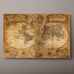 Vintage World Map Canvas Print: Ready to Hang Geographic Wall Art - Etsy