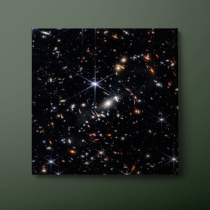 NASA JWST First deep Field Space Canvas Wall Art, Space Poster Canvas Print, Stars Canvas Painting, Ready to Hang
