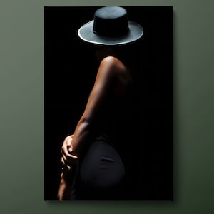 Woman Canvas Wall Art, Black White Woman Canvas Print, Female Canvas Painting, Ready to Hang