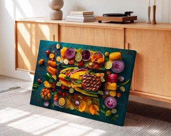 Meat & Vegetables Canvas Print: Modern Kitchen Wall Art