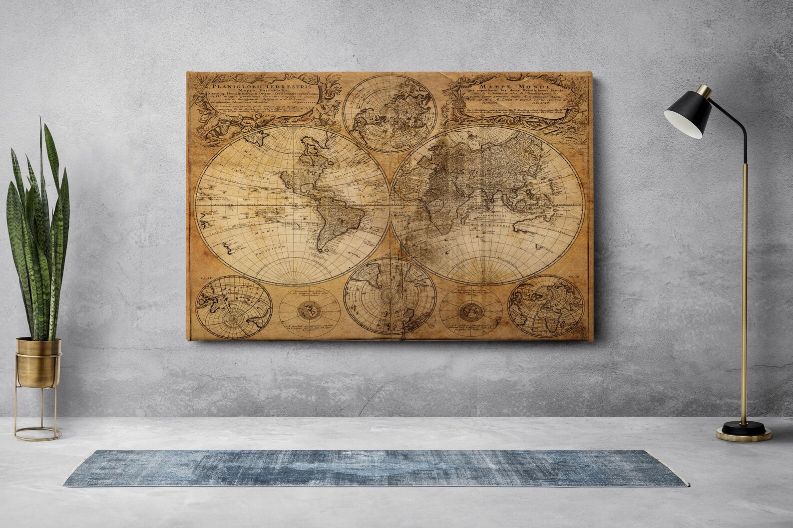 Vintage World Map Canvas Print: Ready to Hang Geographic Wall Art - Etsy