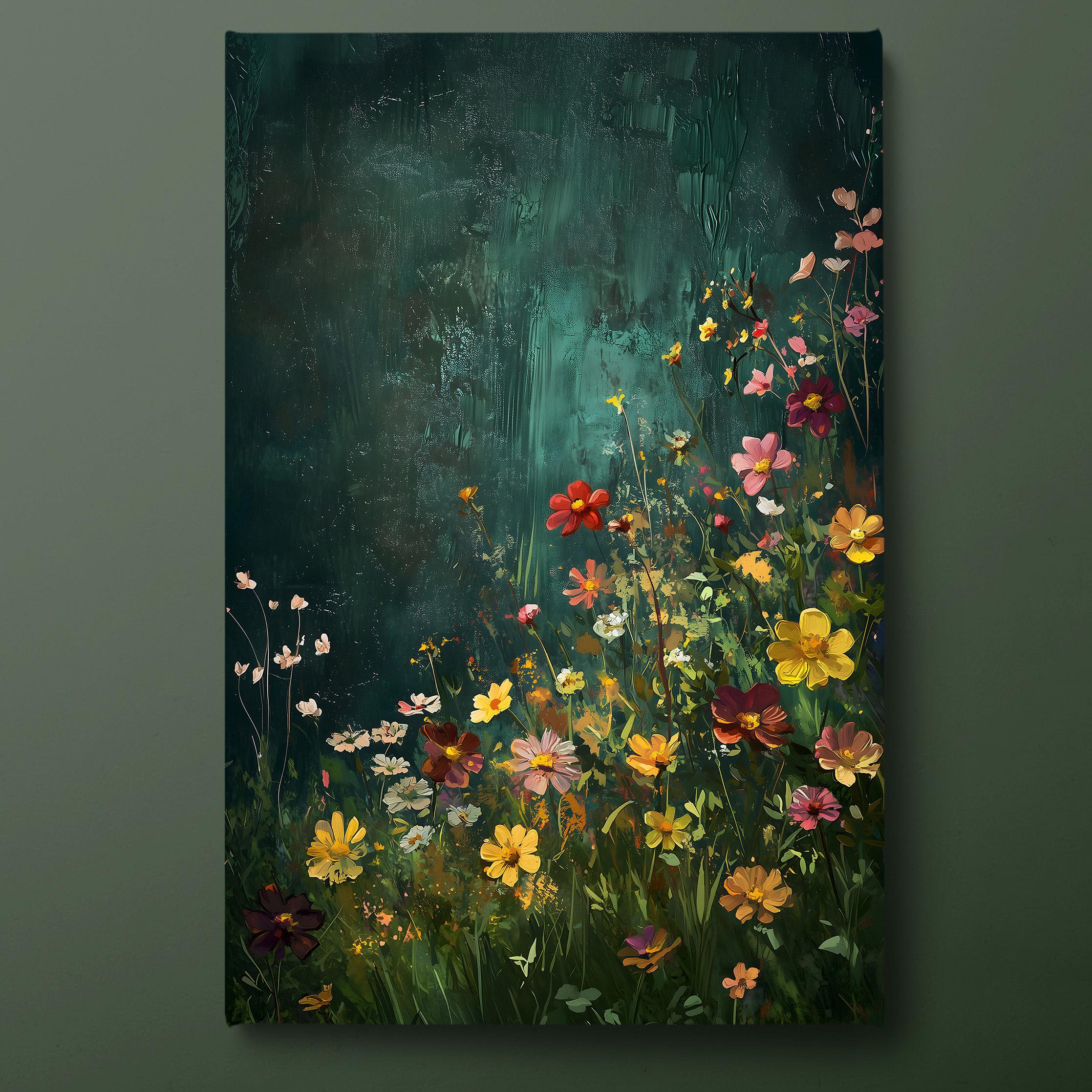 Wildflowers Canvas Wall Art, Floral Canvas Print, Field of Flowers Canvas Painting, Botanical Painting Ready to Hang