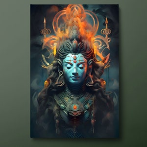 Lord Shiva Canvas Wall Art, Shiva Hinduism Canvas Print, Shiva Gurudeva Canvas Painting, Ready to Hang