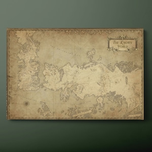 Game of Thrones Karte Leinwand Wandkunst, Game of Thrones Leinwanddruck, Die bekannte Weltkarte Leinwandmalerei, fertig zum Aufhängen