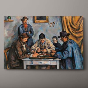 The Card Players Canvas Wall Art, CÃ©zanne Impressionist Scene Canvas Print, Classic French Canvas Wall Decor, Ready to Hang