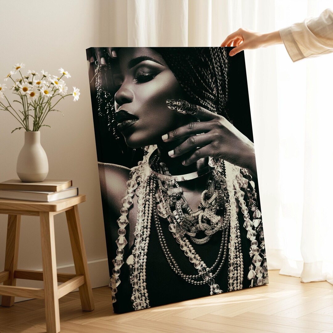 Elegant African Woman Canvas Print: Fashion Portrait Wall Art - Etsy