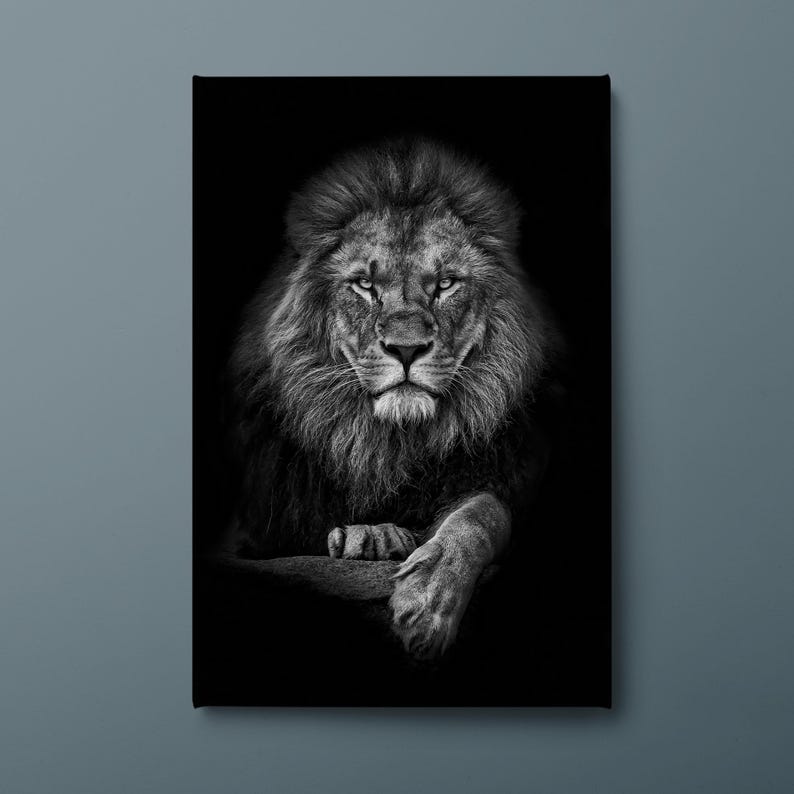 Majestic Lion Canvas Art, Black Background Animal Wall Art Prints, Wildlife Office & Home Decor image 7
