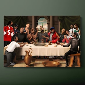 Rap Legends Last Supper Canvas – Hip Hop Wall Art featuring Tupac, Eminem, Biggie, Kanye, Jay-Z, Snoop Dogg & More