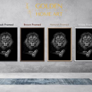 Majestic Lion Canvas Art, Black Background Animal Wall Art Prints, Wildlife Office & Home Decor image 9