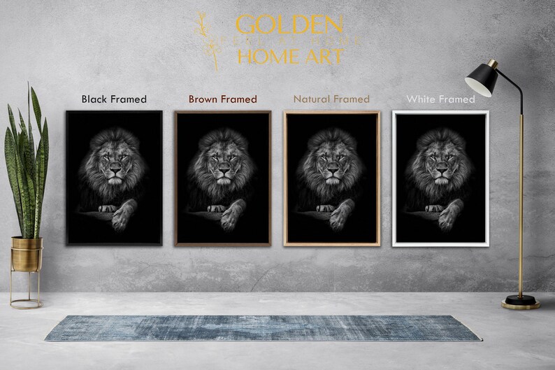 Majestic Lion Canvas Art, Black Background Animal Wall Art Prints, Wildlife Office & Home Decor image 9