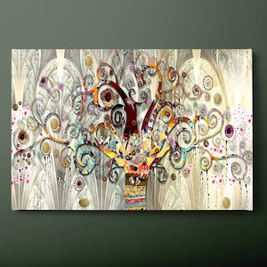 Tree of Life Canvas Wall Art, Gustav Klimt Canvas Print, Modern Inspiring Life of Tree Canvas Painting, Ready to Hang