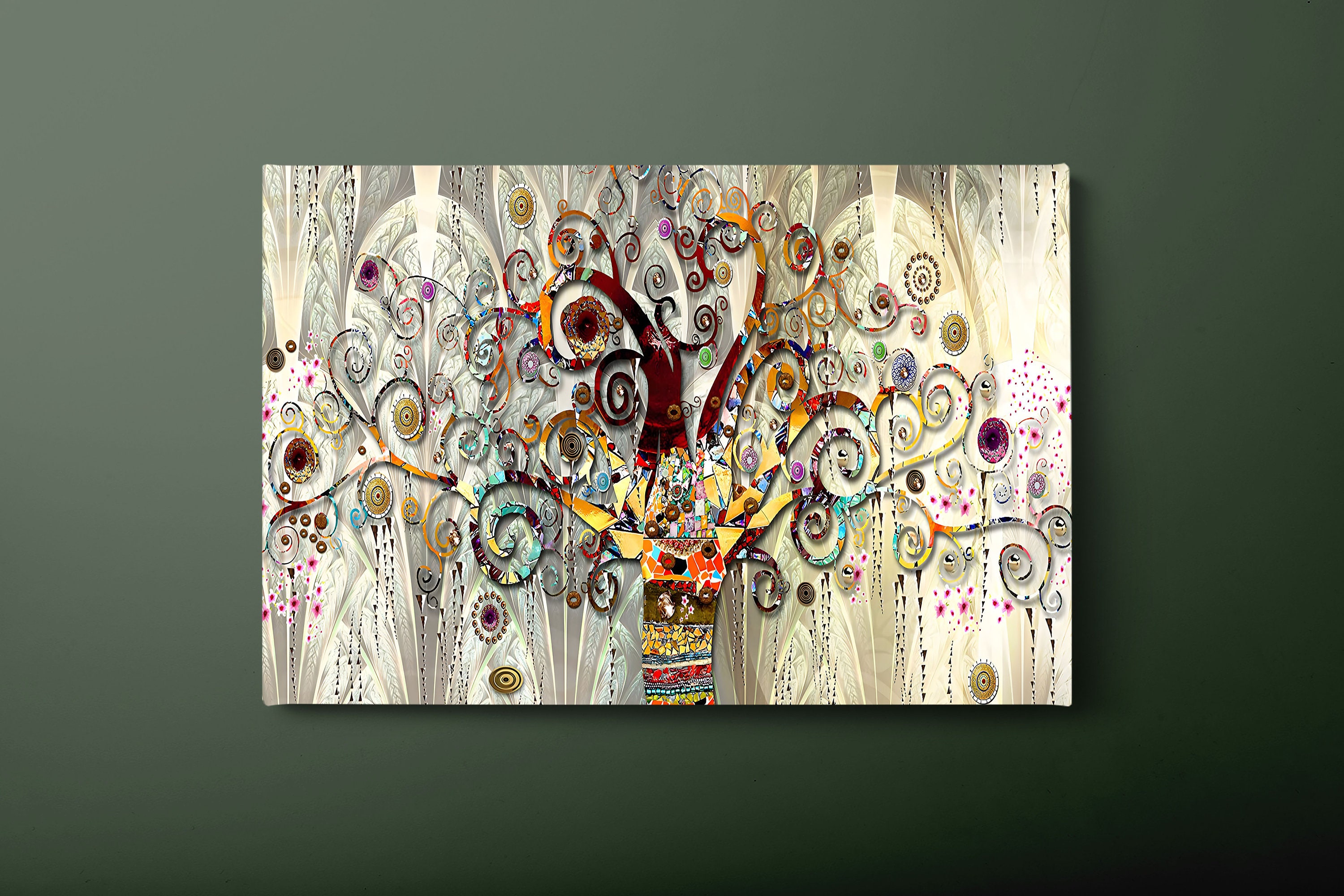 Tree of Life Canvas Wall Art, Gustav Klimt Canvas Print, Modern Inspiring Life of Tree Canvas Painting, Ready to Hang