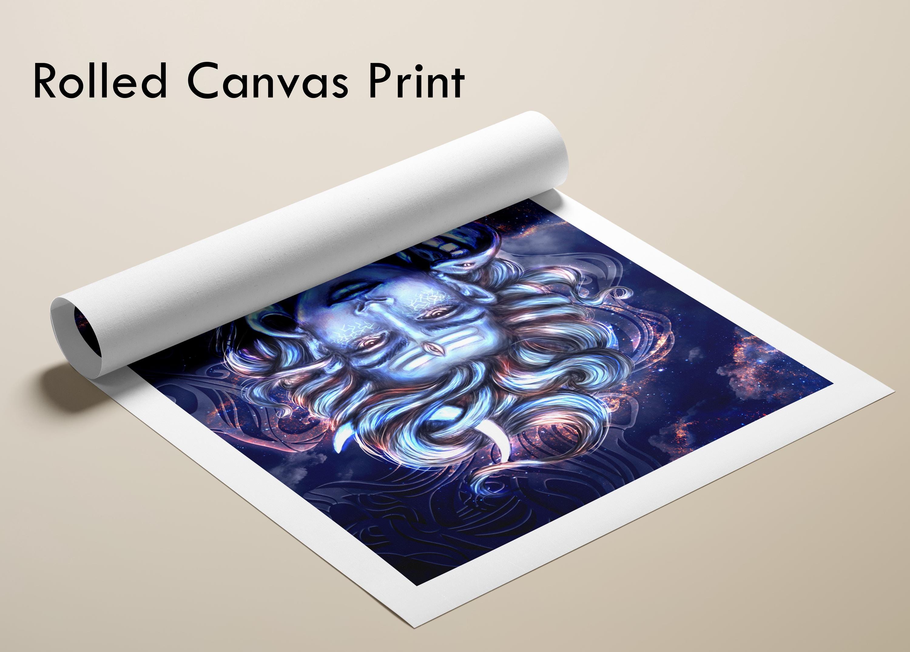 シヴァ神キャンバスアート：ヒンドゥー教プリント、すぐに掛けられる