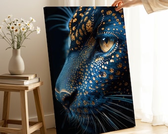 Blue Leopard Canvas Print: Exotic Wildlife Wall Art, Ready to Hang