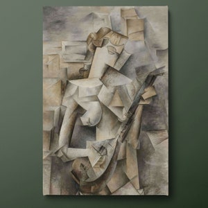 Girl With a Mandolin Canvas Wall Art, Pablo Picasso Canvas Print, Famous Canvas Painting, Ready to Hang