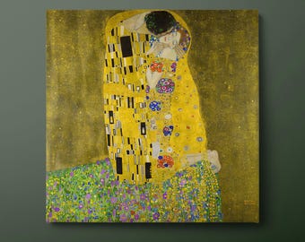 Gustav Klimt The Kiss Canvas Print: Yellow Gold Art, Ready to Hang