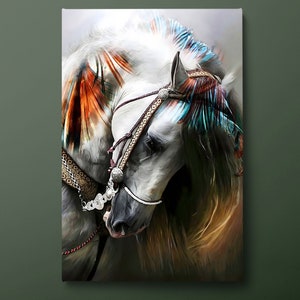 Horse Canvas Wall Art, Animals Canvas Print, Horse Portrait Canvas Painting, Ready to Hang