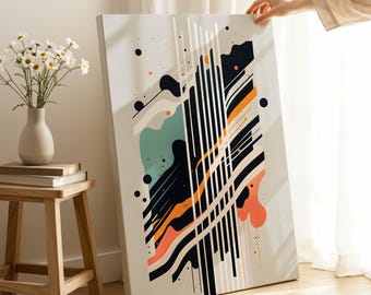 Moderne Abstrakte Linien Leinwand Kunst: Geometrisch minimalistisches Wandbild