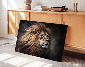 Majestic Lion Canvas Print, Animal Portrait Wall Art, Wildlife Decor