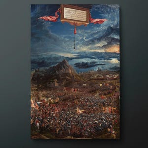 The Battle of Issus Wall Art, Epic Historic War Scene by Altdorfer, Classical Canvas Print for Dramatic Home or Office Decor, Ready to Hang