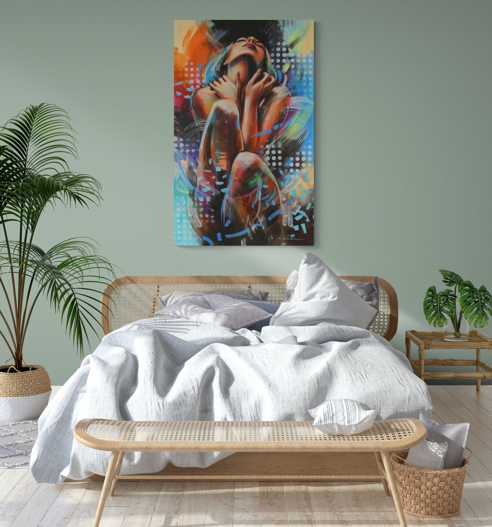 Colorful Abstract Woman Body Canvas Wall Art, Abstract Canvas Print ...