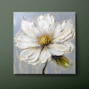 Daisy Leinwand Wandkunst, weiße Blumen Leinwanddruck, Blumen Leinwand Malerei, fertig zum Aufhängen