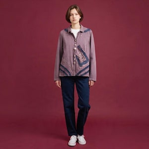 Bottega Italian Designer Jacket – Cotton Stretch Patchwork Boho Y2K Vintage Style
