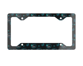 Heart-Design Metal License Plate Frame, Unique Car Decor, Perfect for Gifts, Valentine's Day, Weddings, Customization, Accessories
