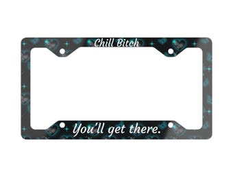 Chill Heart-Design Metal License Plate Frame, Unique Car Decor, Perfect for Gifts, Valentine's Day, Weddings, Customization, Accessories
