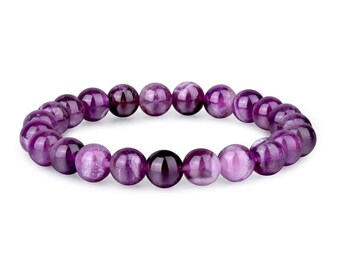 Bracelet améthyste, bracelet extensible perlé violet, 8 mm, cadeau pour elle, bracelet de guérison, bracelet en cristal de guérison améthyste, pierre de naissance de février